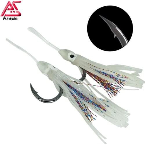 AS Stainless BKK Glow Squid Skirts Jigs Hooks Slow Fast Jigging Carbon Hooks Lead Falling Saltwater Fishing Accessories Hooks