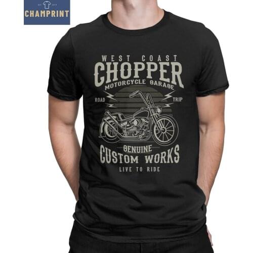 Chopper Custom Motor Motorcycle Men T Shirt Fun Tee Shirt Short Sleeve Crewneck T-Shirt 100% Cotton Summer Clothing