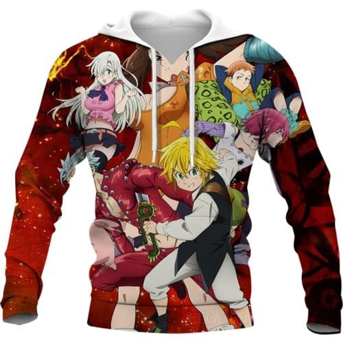CLOOCL Seven Deadly Sins Men Hoodies Cartoon Anime 3D Print Long Sleeve Hoodie Personality DIY Harajuku Hooded