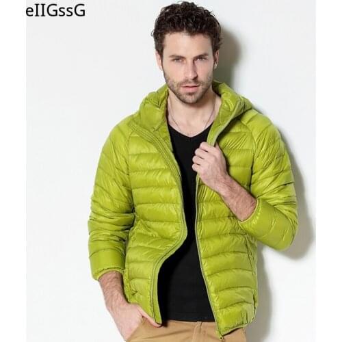 Men White Duck Down Jacket 2021 New Portable Hooded Down Coat Ultralight Men Winter Coat Warm Thermal Down Parkas