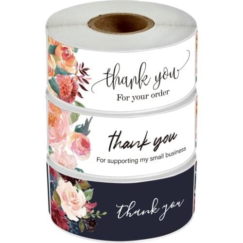 120 Pcs/roll flower thank you stickers 1*3 inch long seal labels for gift envelope seal stickers scrapbooking stationery sticker