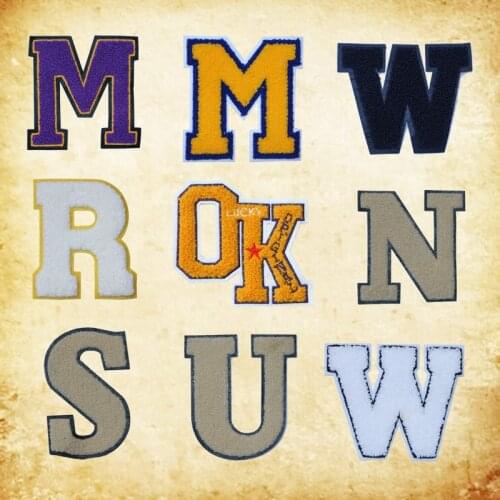 Large size English letters chenille embroidery patch hot melt adhesive sewn products brand cloth accessories sticker name patch