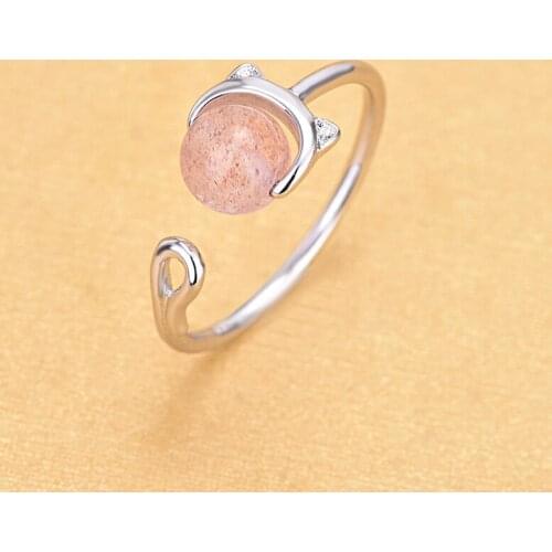 Factory Wholesale Price 925 Sterling Silver Crystal Cat Rings Jewelry