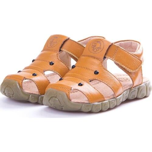1T-10T Genuine Leather Baby boys Sandal Children Boys Shoes Kids Cowhide Leather Sandals Beach Shoes Brown Yellow White Black