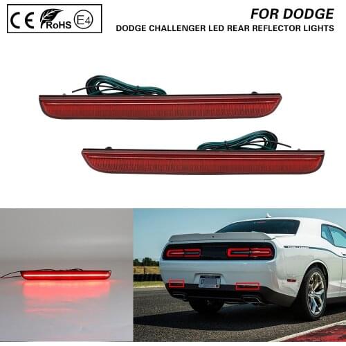 2X Red lens LED Rear Bumper Reflector Brake Tail Light For 2015-Dodge Challenger