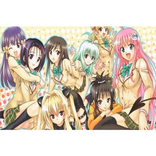 Custom To Love-Ru Anime Poster Wall For Living Room Art Poster Decoration Silk Fabric Bright Smooth No Frame Morden Print Wall