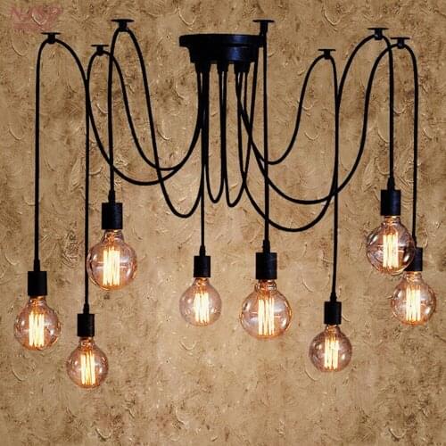 Calvin Nordic Spider Industrial Chandelier E27 Attic Retro Edison Bulb Light Industrial Chandelier 120cm 160cm 200cm Chandelier
