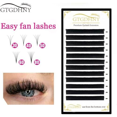 GTGDHNY Easy Fan Lashes Bloom Eyelash Extension Austomatic Flowering Fast Fan Self-Making Fans Volume Lashes soft makeup eyelash
