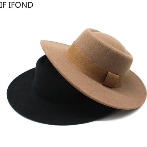 2022 NEW 100% Wool Wide Brim Fedora Hat For Women Men British Style Wedding Church Jazz Felt Hats
