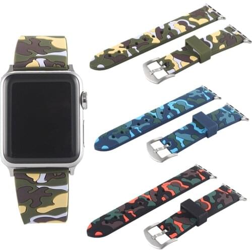 Silicone Camouflage Watch bands for Apple Watch Band 38mm 42mm Sport Strap 40mm 44mm for iWatch Series 5 4 3 2 1 Bracelet Straps