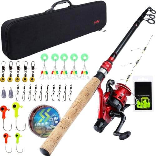 Sougayilang 1.8M-2.4M Carp Fishing Combo Spinning Feeder Rods and Carp Reel with Fishing Line Lure Hook Carrier Bag Full Kit