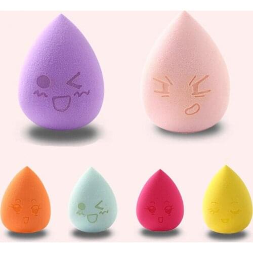 4PCS/Set Soft Water Drop Shape Makeup Cosmetic Puff Foundation Cartoon Faces Sponge Powder Smooth Beauty Face Clean Makeup Tools
