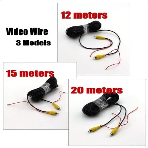 12 Meters / 15 Meters / 20 Meters Video Wire For Car Reverse Backup Rear ViewCamera / RCA to RCA with Trigger Lines