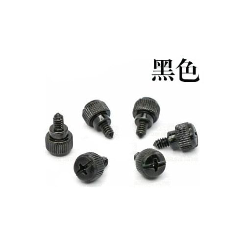 20Pcs 6#-32*6mm Computer chassis tail screws Phillips Round Knurled Head Screw Hand Twist Bolt screws Black zinc