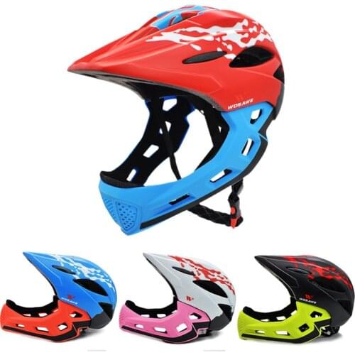 WOSAWE 3-12 Year Old Full Covered Kid Helmet Balance Bike Children Full Face Helmet Cycling Motocross Downhill MTB Safety Helmet
