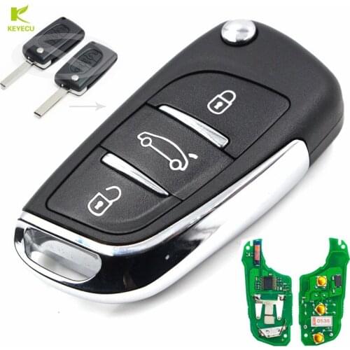 KEYECU Replacement Modified Folding Flip Remote Key Fob 3 BTN 433MHZ ID46 Chip for Peugeot 307 0536 Models up to 20110416