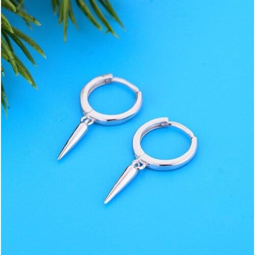 100% 925 Silver Punk Style Circle Rings Gold Color Rivet Pendant Piercing Hoop Earring Brinco Womens Oorbellen Pendientes 2020