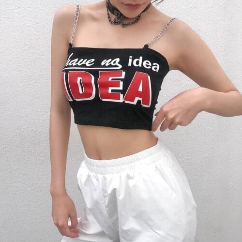 Women Y2k Top Sexy Chains Strap Summer Crop Tops Sleeveless Tank Tops Women Streetwear Letters Print Camisole Female Tops 2021