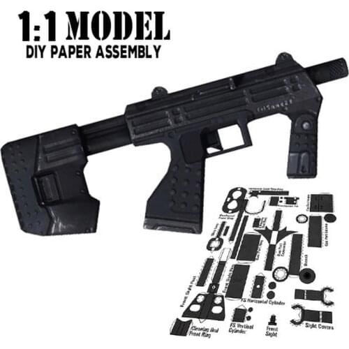 1:1 SMG-M7 Toy Gun Model Paper Assembled Educational Toy Building Construction Toys Card Model Building Sets