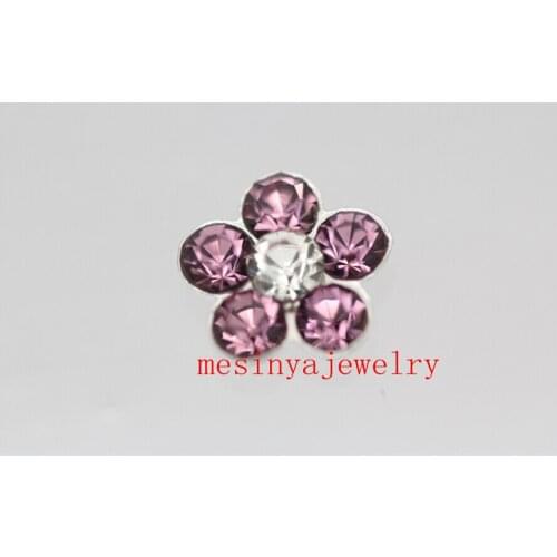 10pcs Purple flower floating charms for glass locket FC-404,Min amount $15 per order mixed items