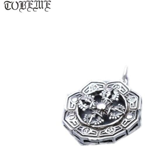 100% 925 Silver Tibetan Dorje Charm Vintage Thai Silver Buddhist Vajra Pendant Small Tibetan Pendant Good Luck Amulet