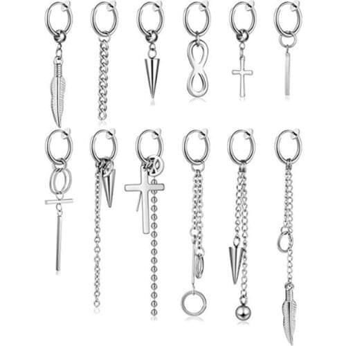 12pcs/set Stainless steel Clip On Earrings for Women men Fashion No Ear Hole Earring Trendy Simple Style Clip Korean Earrings