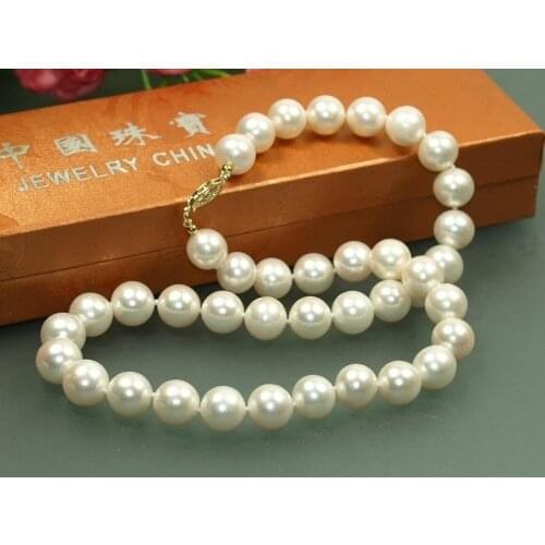 18'' 9-10mm AAA++ Australian Akoya south seas white pearl necklace 14K