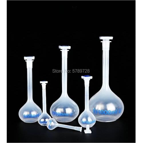 25ml to 1000ml Lab Long Neck Clear White Plastic Volumetric Liquid Measuring Flask shake bottle High temperature resistant