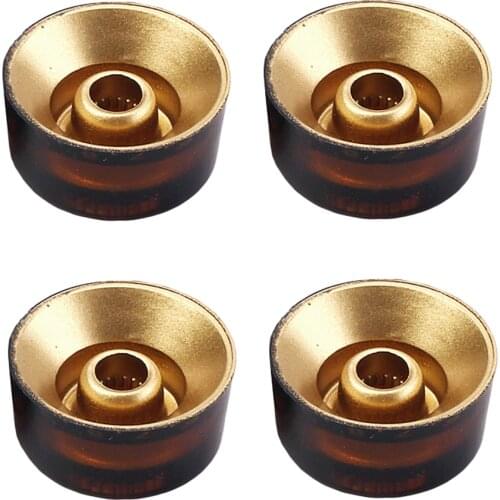 4Pcs Volume Tone Control Knobs Tuning Dial Buttons Top Hat Brown for Les Paul LP Guitar