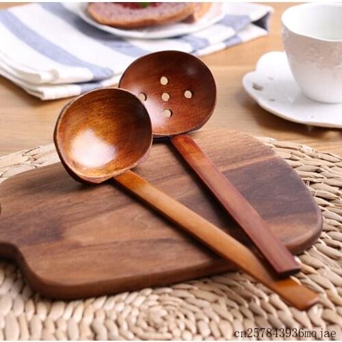 50 Pcs Wooden Spoon Ramen Spoon with Long Handle Pot Colander Utensils Japanese Style Soup Spoons Tableware Kitchen Tools