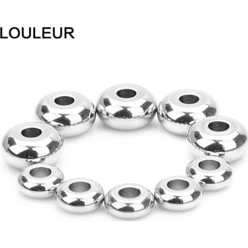 50pcs/lot Stainless Steel Big Hole Beads Spacer Beads Loose Beads For Jewelry Making For Charm Bracelets Making Accessories
