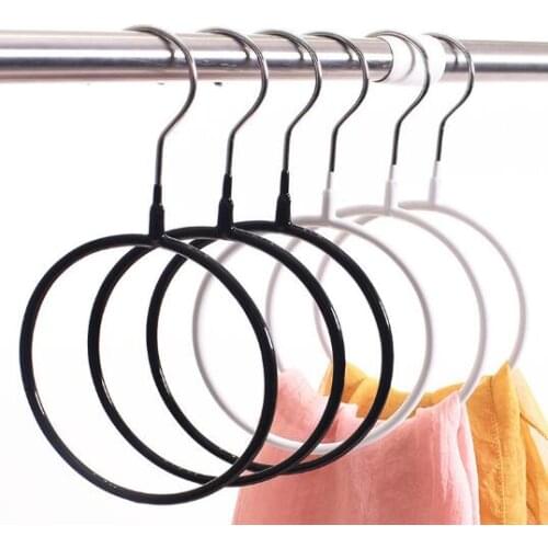 50pcs/lot Storage Rack Metal Silk Scarf Hanger Round Ring Organizer Toroidal Circle Garment Belt Tie Towel Clothes Shelf Holder