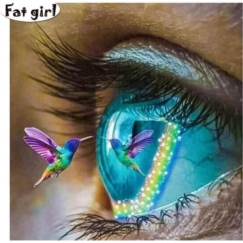 5D diy cross stitch diamond painting drill Eye hummingbird pattern diy full square round rhinestone embroidery diamond mosaic