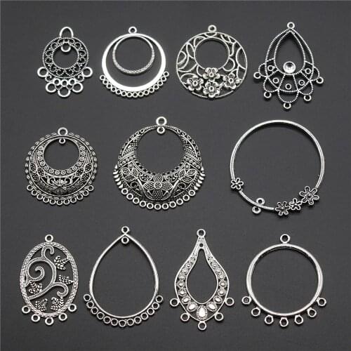 6pcs Earring Connector Charms Antique Silver Color DIY Jewelry Accessories Charms Earring Connector Jewelry Findings