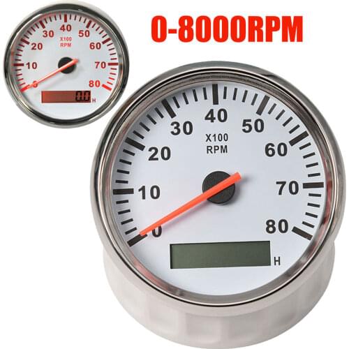 85MM Tachometer With LCD Hourmeter Red Backlight 0-8000 RPM Boat Truck Car Gasoline Diesel Engine Waterproof Tacho Meter 12V/24V