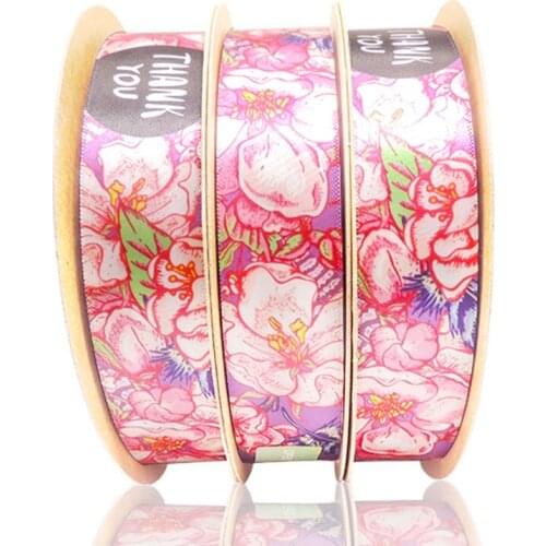 3.8cm*45.7m Thank You Printed Grosgrain Satin Ribbon Christmas Wedding Decor High-End Gift Box Wrapping Flowers DIY Accessories