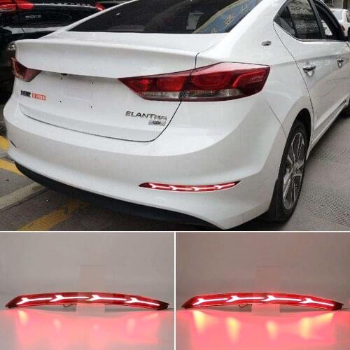 Car LED Reflector Light For Hyundai Elantra 2016 2017 2018 2019 Rear Light Brake Lamp Taillight Back Fog Light Warning Light