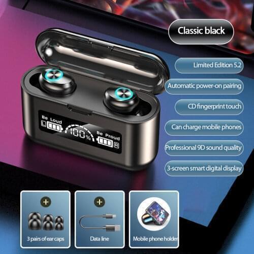 TWS Bluetooth Earphones 2200mAh Charging Box Wireless Headphone Fone 9D Stereo Sports Waterproof Earbuds Headset with Microphone