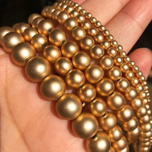 2-8mm Natural Matte Light Gold Hematite Stone Beads Round Loose Spacer Beads For Jewelry Making Diy Bracelet Necklace 15"Inches