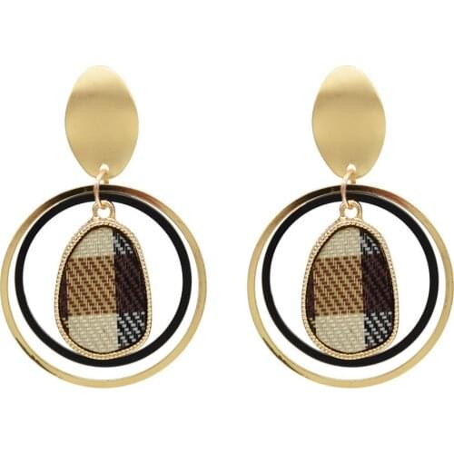 Elegant New Fashion Gold Metal Copper Alloy Double Circles Hanging Pendant Dangle Earrings Three Layer Drop Earrings Night Club