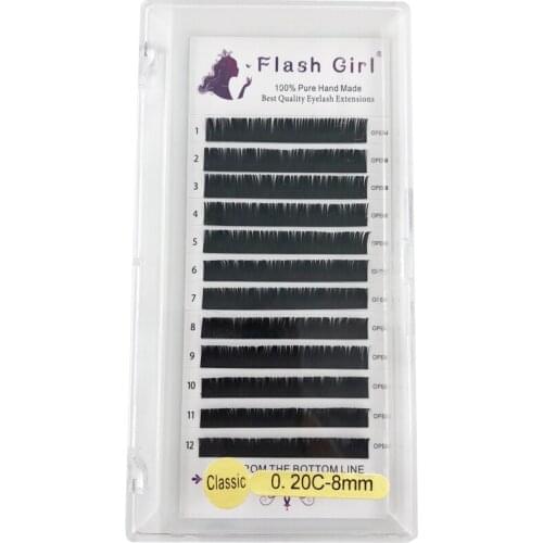 Flash girl Wholesale Classic Eyelash Extension Free Sample 0.20 Lashes Individual Mink Eyelash Extension Makeup Private Label