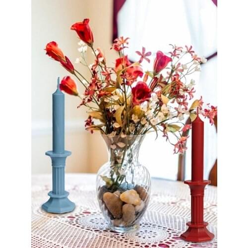 Candle Mold Candle-on-Candle Stick Shaped Mold Europ Style Simple Aromatherapy Candle DIY Silicone Mold Candle Making Tool molds