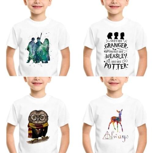 Harajuku Cartoon Graphic Print Kids Short Sleeved T-shirt Casual Newborn Baby Unisex Round Neck Clothes White Top 21990