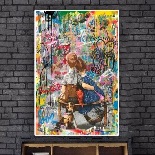 Banksy Art My Childhood Besd Friends Paintings on Wall Street Art Graffiti Canvas Posters and Print Pop Art for Home Decoration