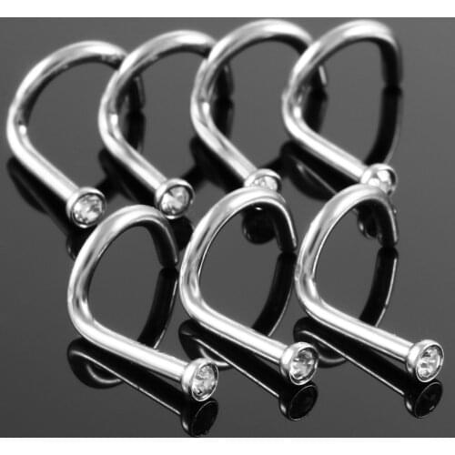 10pcs/lot Surgical Steel Crystal Gem S Shape Nose Screw Rings Piercing Nazir Nose Stud Cartilage Sexy Fashion Jewelry 18g&20g