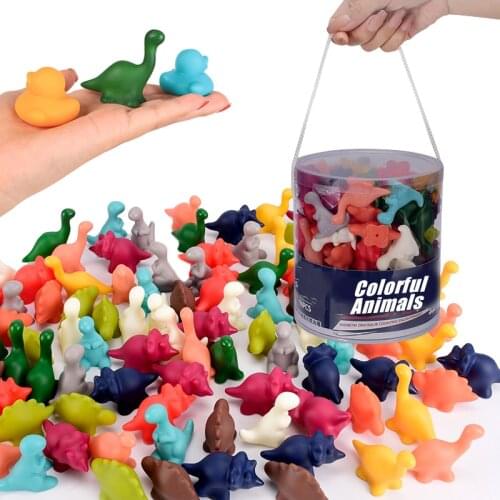 Colorful Kids Counting Toy Duck Dinosaur Animal Model Colour Cognition Teaching Aids Montessori Early Learning Education Toys