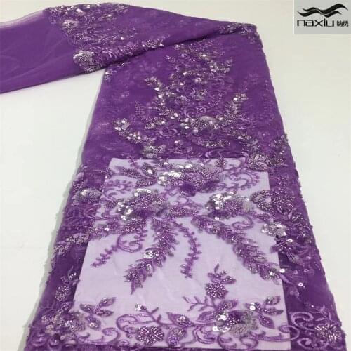 Madison African Mesh Lace Fabric 2021 High Quality Handmade Beaded Lace Nigerian Lace Fabric For Women Party Wedding Dress