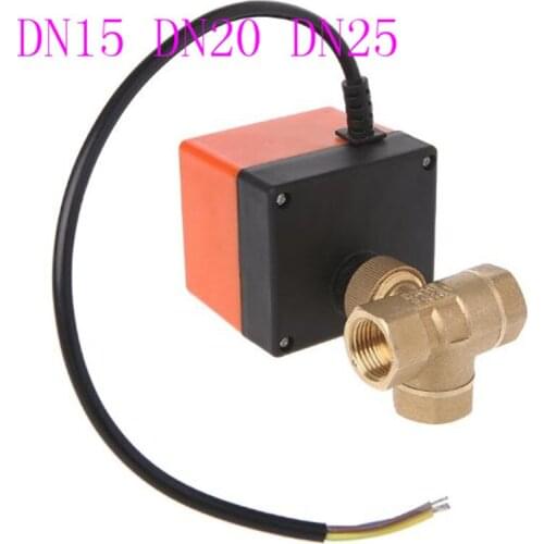 Landsky 3 way motorized ball valve electric Three line two way control AC 220 DN15 DN20 DN30