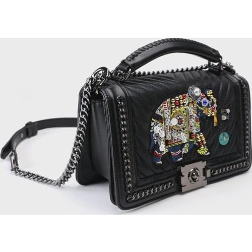 Ladies Small Messenger bag 2021 Ladies Luxury Fashion PU Leather Chain bag Designer New Black Luxury Female Bag