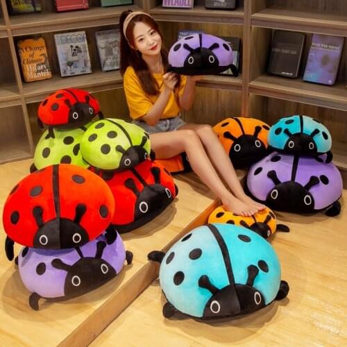 1pc 40/60/80CM kawaii Ladybug Plush Toys Real Life Insect Pillow Stuffed Soft Animal Dolls Cushion for Children Creative Present
